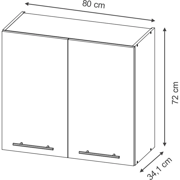 Hängeschrank Fame-Line Anthrazit Hochglanz/Goldkraft Eiche 80 cm Vicco – Bild 2