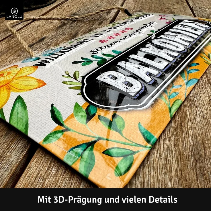 LANOLU Blechschild Balkonien 5 Sterne - 16x32cm – Metall – Mehrfarbig – 16107 – Bild 3