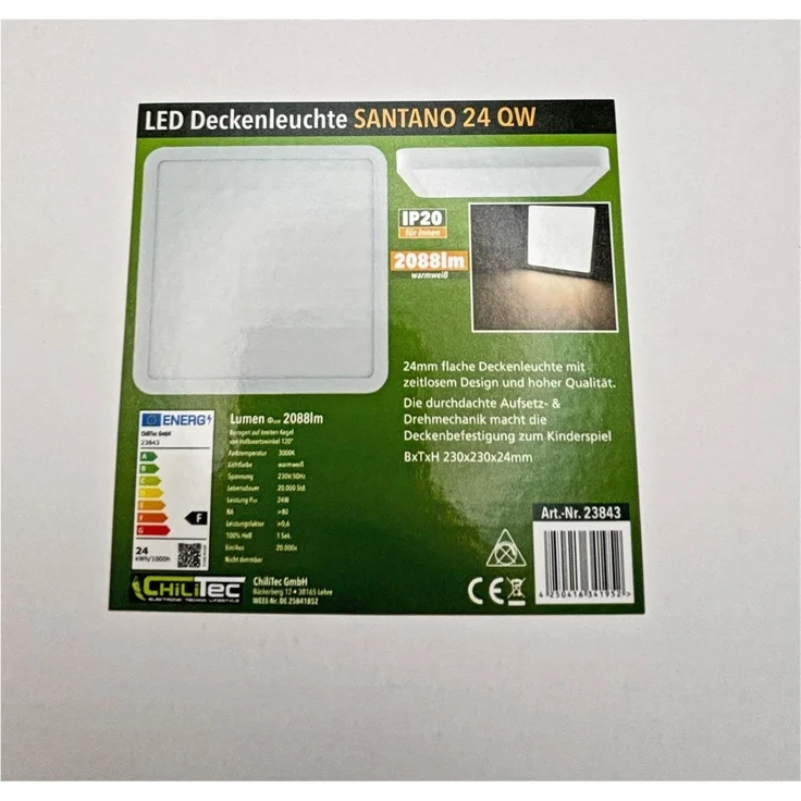 LED Deckenleuchte "Santano 24 Qw" 23x23cm, 24W, 2088lm, 2900K warmweiß – Bild 7