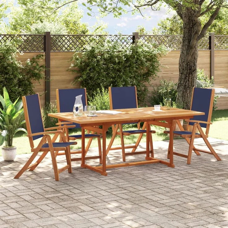 vidaXL Gartenstühle 4 Stk. Klappbar Massivholz Akazie und Textilene 3279241 – Bild 1