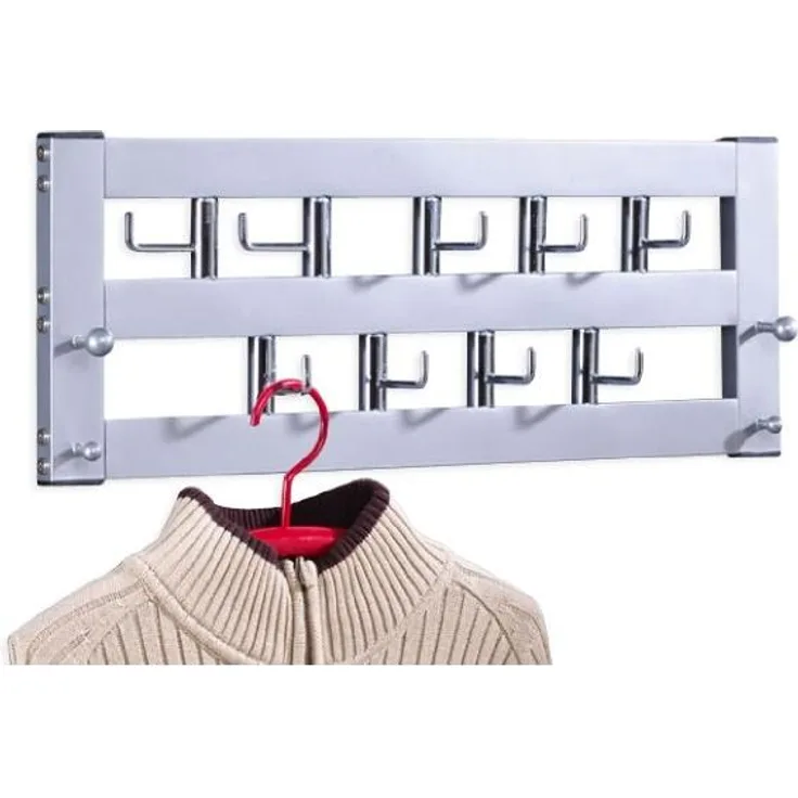 Wandgarderobe "Ellen" mit 9 drehbaren Haken, alufarben
