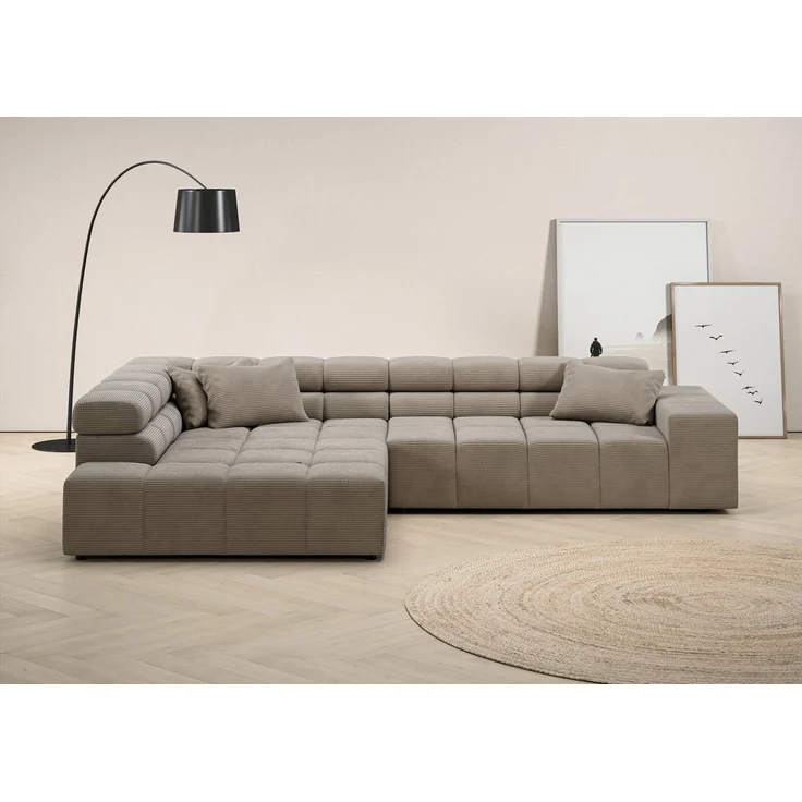INOSIGN Ecksofa Ancona incl. Kopfteilverstellung, Zierkissen Breite 319cm, L-Form, wahlweise motorische Sitztiefenverstellung, auch in Cord + Easy Care – Bild 1