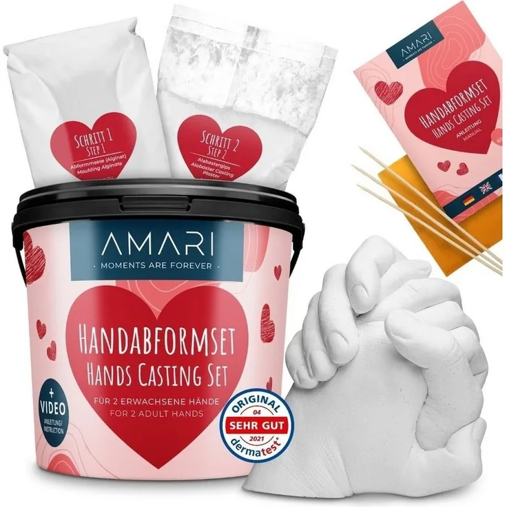 Amari Geschenkbox AMARI® Handabdruck Set für Paare - 3D Gipsabdruck Set Familie