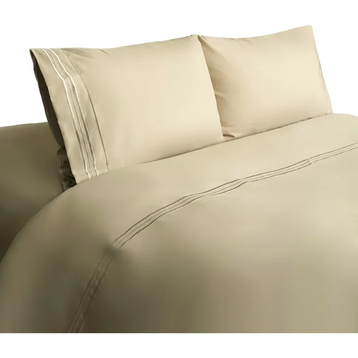 Bettwäsche 200 x 220 cm mit 2 Kissenbezüge 50 x 70 cm - 4-teilig für 2 Personen Beige – Bild 2