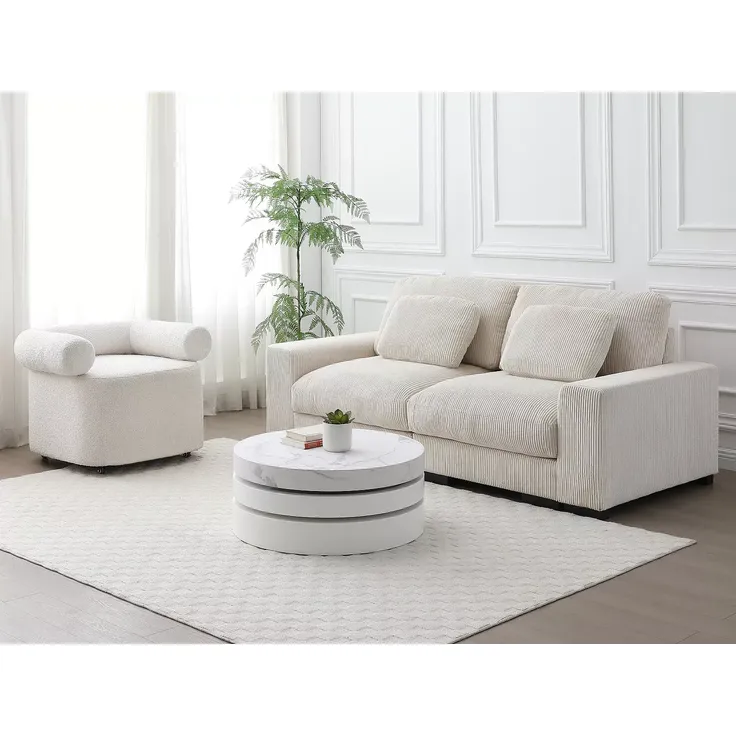 Vente-unique - JANITA Couchtisch Holz, Platte Weiß - B 80 cm x H 32,5 cm x L 80 cm