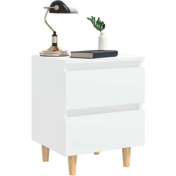 2er-Set Nachttisch mit Schubladen, Holz weiß, 50 x 40 x 35 cm – Bild 7
