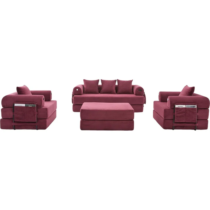 ZUBALIYA Ecksofa 94x67 cm, mit Ablageflächen, mit Cordbezug, mit breiten Armlehnen, modular aufgebaut, mit Schaumstoffpolsterung – Bild 19