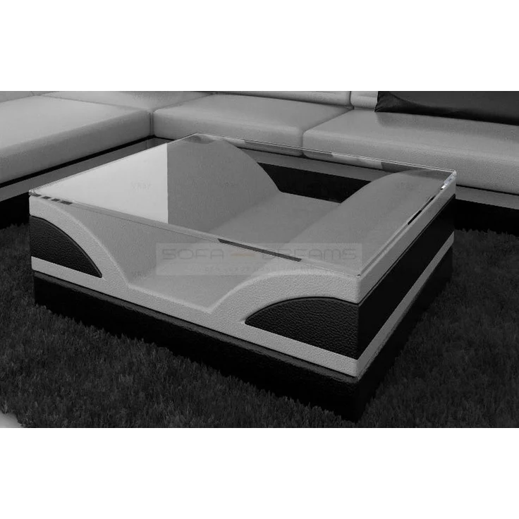Sofa Dreams - Designer Couchtisch Monza – Modernes Design - Echtleder - Grau-Schwarz – Bild 2