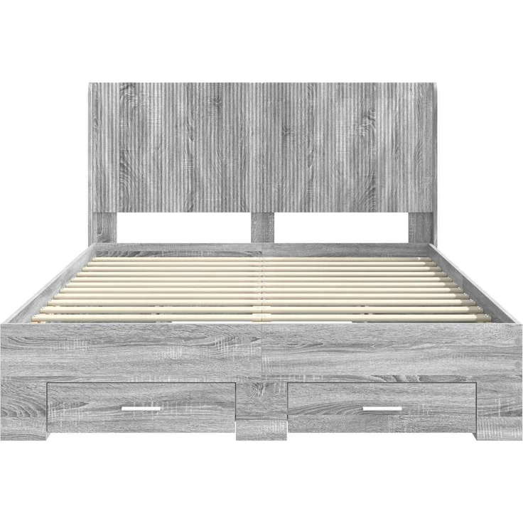 vidaXL Bettgestell mit Stauraum und Kopfteil Grau Sonoma Holzwerkstoff 3414138 – Bild 6