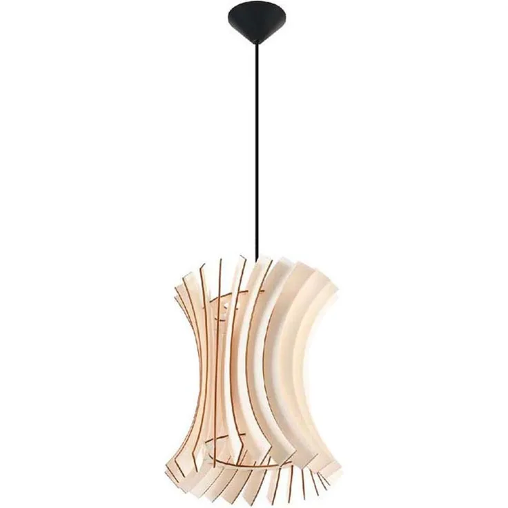 Holzleuchte, Lamellenstil, Holz, natur, schwarz, E27