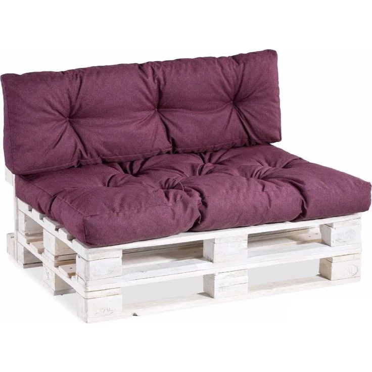 Gutekissen®, Palettenkissen, Gartensofakissen, gesteppte Kissen gefüllt mit granuliertem Poulirette-Schaum (Set (Sitzkissen 120x80 +Rückenlehne 120x40), Violett)