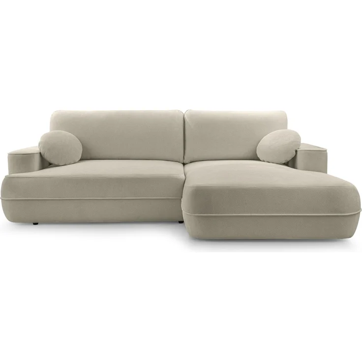 Selsey 'Fuerro' Ecksofa mit Schlaffunktion, Bettkasten, Ottomane rechts, Strukturstoff wasserabweisend, Hellbraun – Bild 1