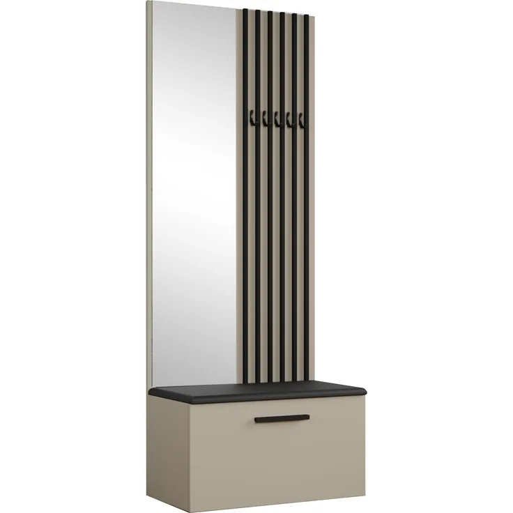 AX LIVING Kleiderschrank mit Spiegel Rosanno II 80,6 cm Kaschmir JS100