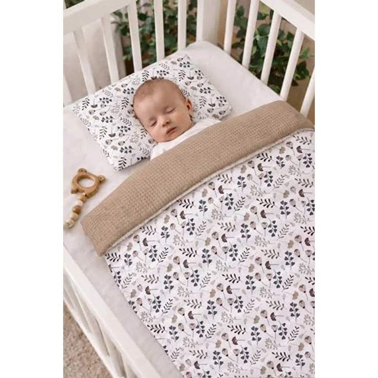 Babynest Nestchen Baby Set für Neugeborene – 5-teilig – Kuschelnest aus 100% Baumwolle & Waffelpique – Babykokon tragbar – für Babybett, Kinderbett & Kinderwagen – OEKO-TEX - Zweige und Braun – Bild 4