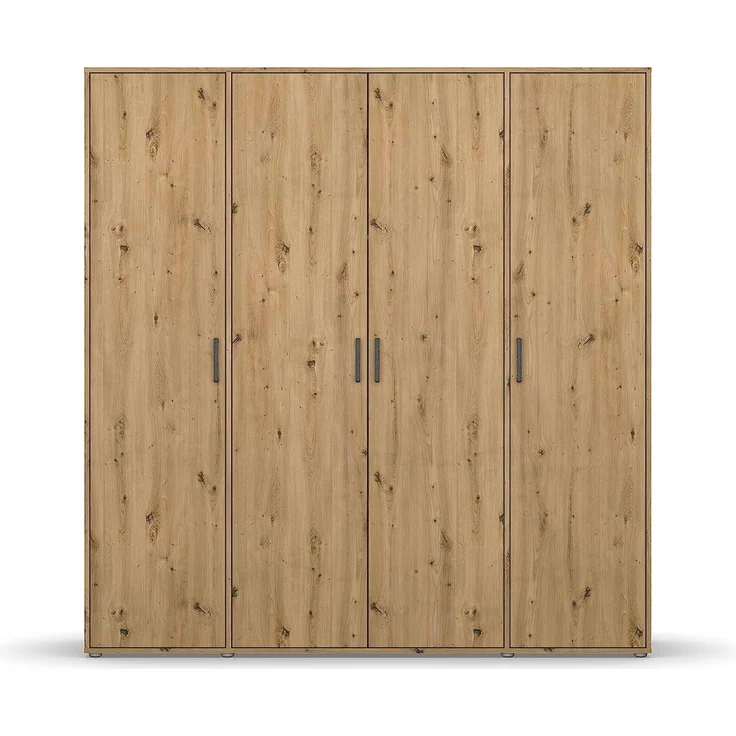 Rauch Möbel Voyager Schrank Kleiderschrank Drehtürenschrank, Eiche Artisan, 4-türig, inkl. 1 Kleiderstange, 7 Einlegeböden BxHxT 187x194x53 cm – Bild 6
