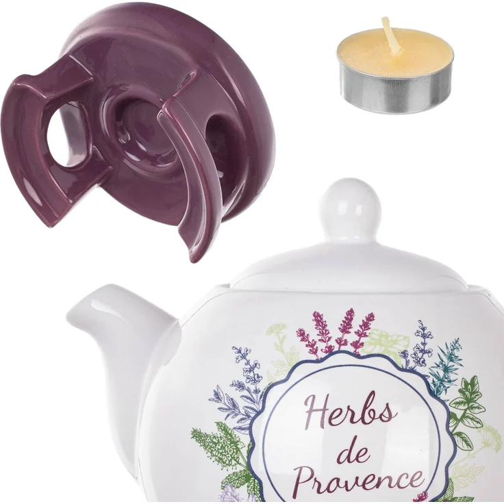 KADAX Teekanne 1L mit Stövchen Set, Kaffeekanne aus Porzellan mit Deckel, Griff und Teestövchen, Kanne mit Teelicht Wärmer für Tee, Teeservice (Violett/Weiß) – Bild 8