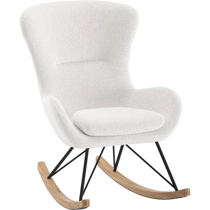 Schaukelstuhl Katreena 76x110x101 Bouclé Creme/Schwarz/Natur – Bild 1
