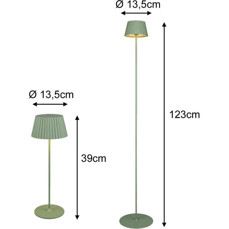 SET: Kleine Akku Stehlampe 123cm & Tischlampe 39cm für Outdoor kabellos Grün – Bild 4
