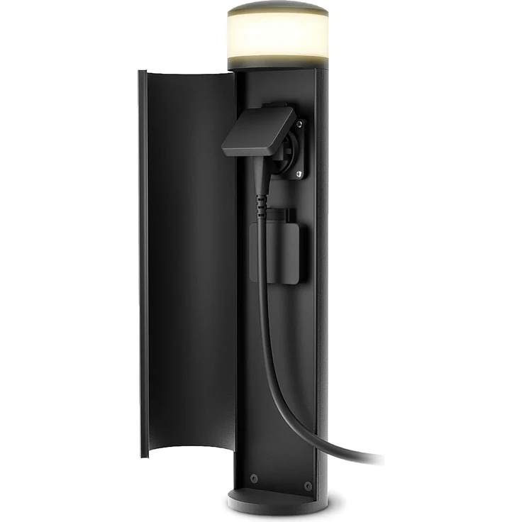 SSC-LUXon LED Gartenstrahler PALISO Energiesaeule mit Licht und 2 Steckdosen fuer Aussen - schwarz – Bild 2