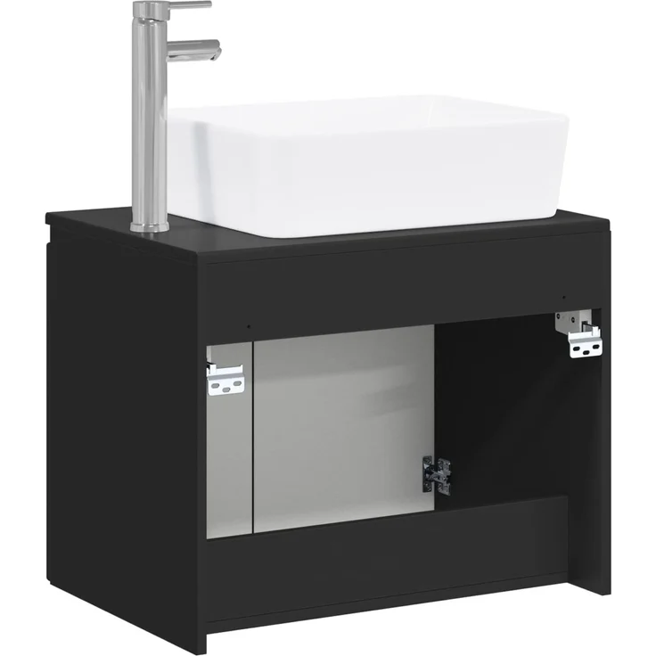 vidaXL Waschbeckenschrank Schwarz 62,5 x 44,5 x 80 cm Holzwerkstoff 3404331 – Bild 7