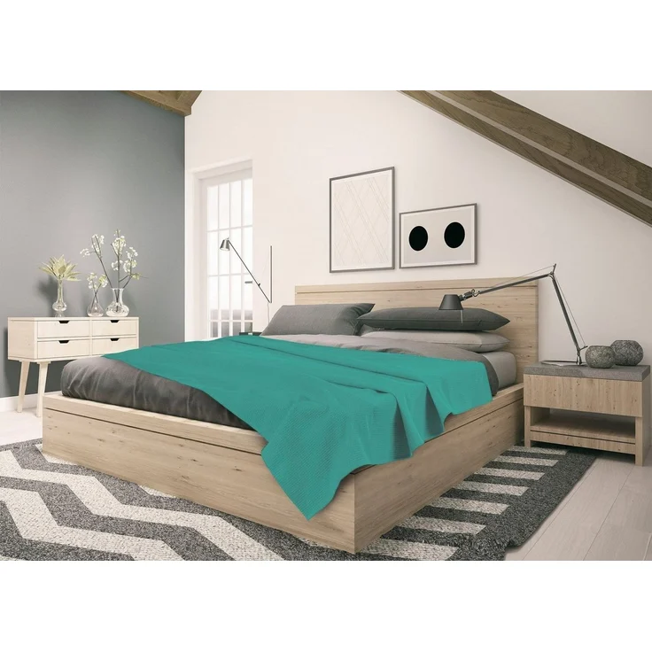 Baumwoll Waffelpiqué Decke petrol 75 x 120 cm – Bild 2