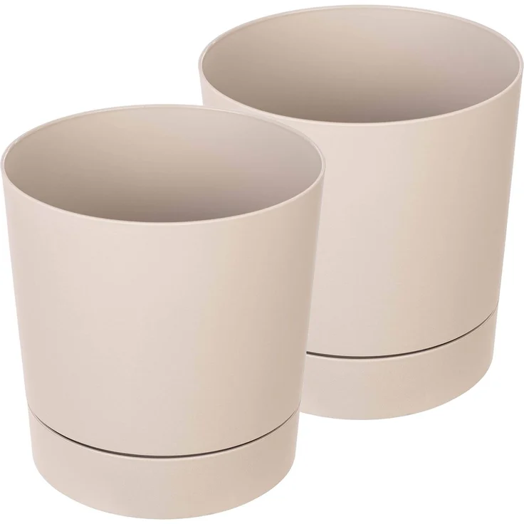 KADAX Blumentopf mit Untersetzer AURA 145, recycelt, beige, 2er-Pack – Bild 3