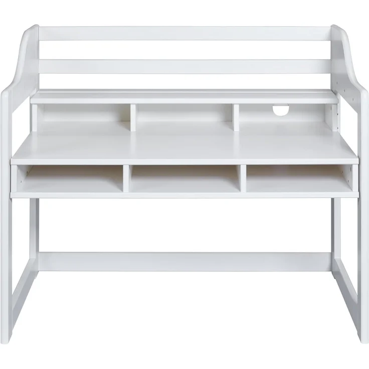 Inter Link - Kinderschreibtisch - Höhenverstellbar - Mitwachsend - Ergonomischer - Jugendzimmer - 6 Fächer - Viel Stauraum - Weiß - Kiefer Massivholz - Kids Learning – Bild 4