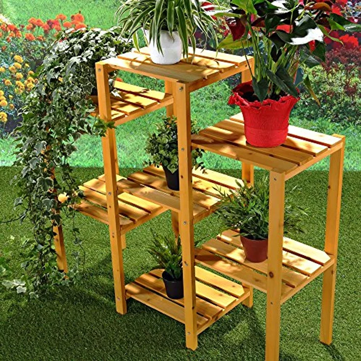 Melko Blumenständer Blumenpodest Blumenregal Blumentreppe Holz ver. Farben Pflanzregal (Stück), Klassische Konstruktion – Bild 4
