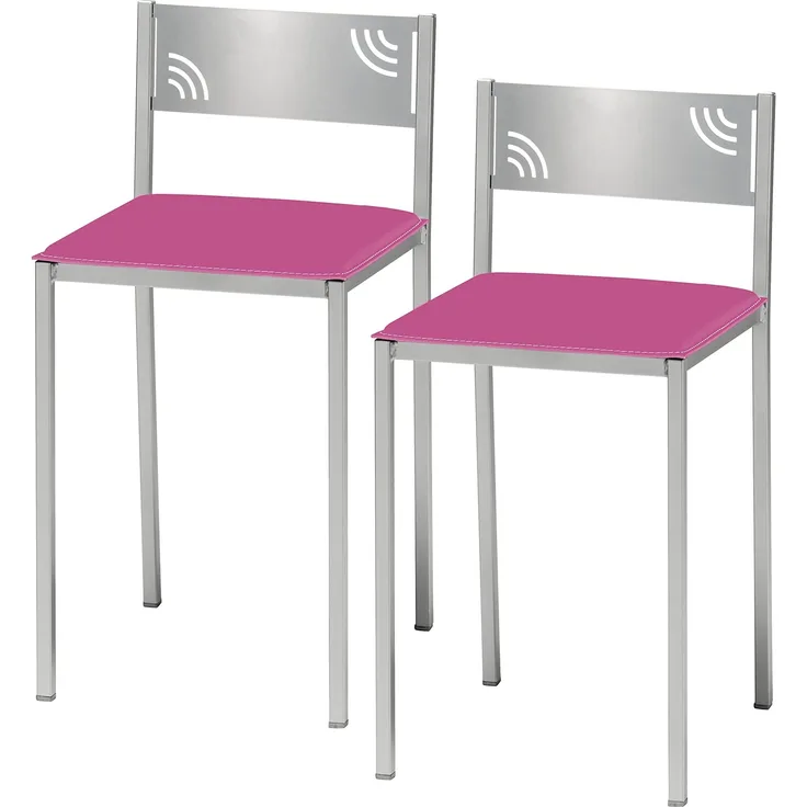 ASTIMESA Zwei Küchenhocker mit niedriger Rückenlehne aus Kunstleder, rosa, Sitzhöhe 45 cm