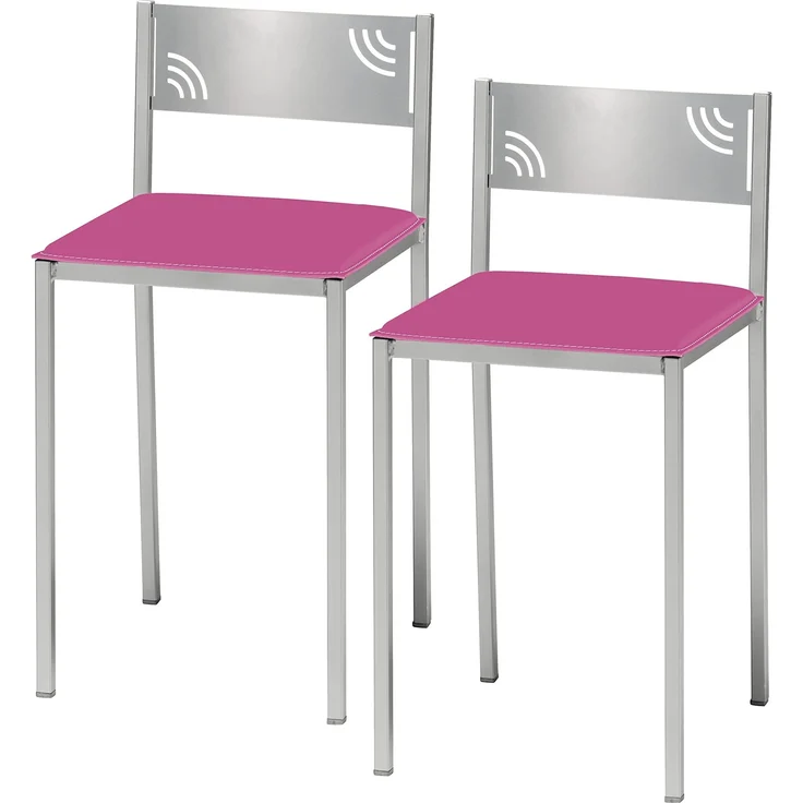 ASTIMESA Zwei Küchenhocker mit niedriger Rückenlehne aus Kunstleder, rosa, Sitzhöhe 45 cm