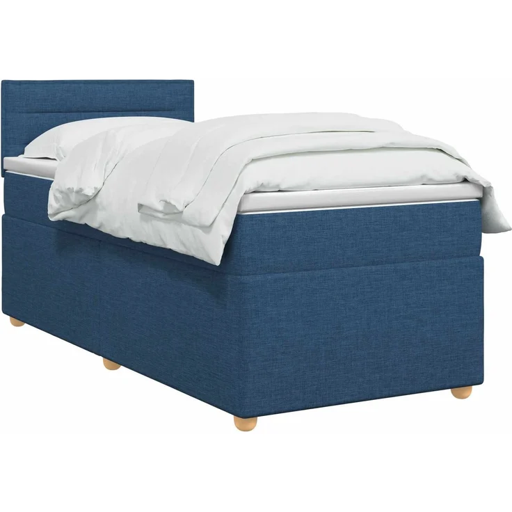 vidaXL Boxspringbett mit Matratze mit Kopfteil Blau 90 x 200 cm Stoff 3450866 – Bild 3