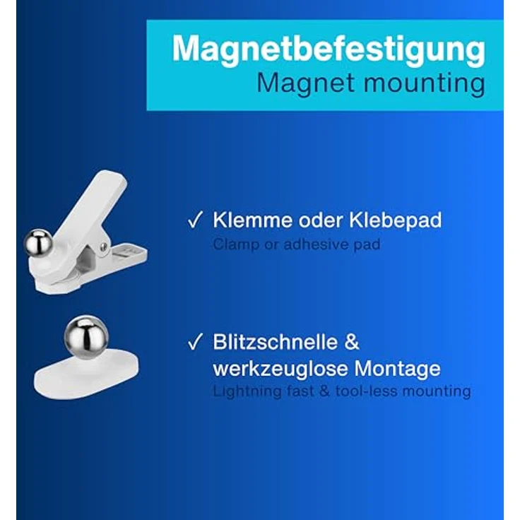 REV Wandleuchte Akku - 150lm, dimmbar, 360° drehbar | Wandleuchte innen ohne Stromanschluss - ideal für Flur, Schlaf- & Wohnzimmer, weiß – Bild 3