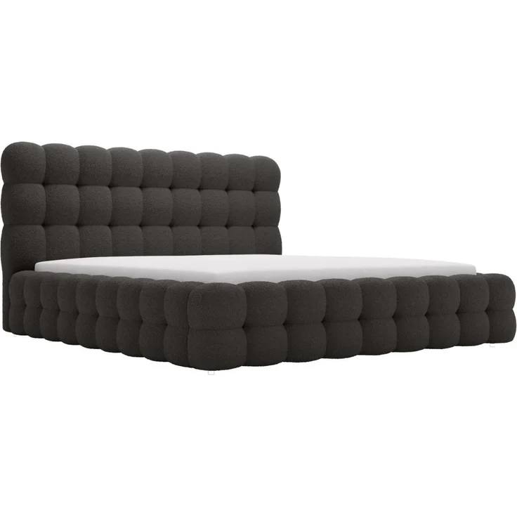 GRAINGOLD Twist Polsterbett 120x200, Doppelbett mit Bettkasten und Lattenrost, Bouclé-Stoff, Schwarz – Bild 2