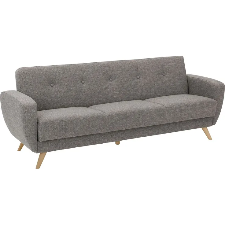 Sofa 3-Sitzer mit Bettfunktion Kazdoia Flachgewebe grau