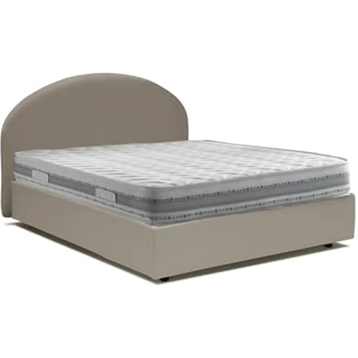 Talamo Italia - Consolata Doppelbett, Bettkasten mit Kunstlederbezug, 100 % Made in Italy, Öffnung vorne, inklusive Matratze 160x190 cm, Taupe – Bild 3