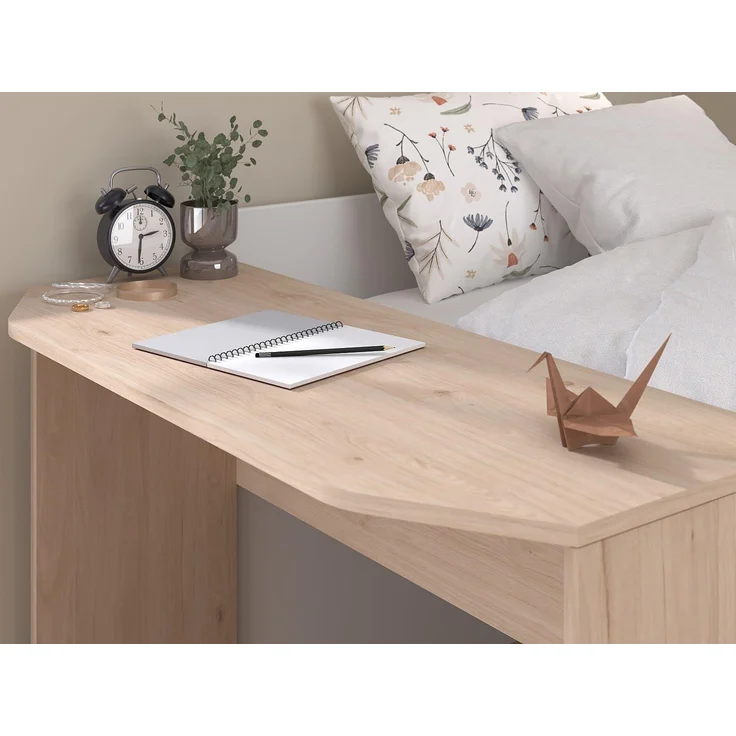 Vente-unique - MIVONA Bett Holz, Platte BeigeWeiß - B 203 cm x H 75,2 cm x L 136 cm – Bild 9