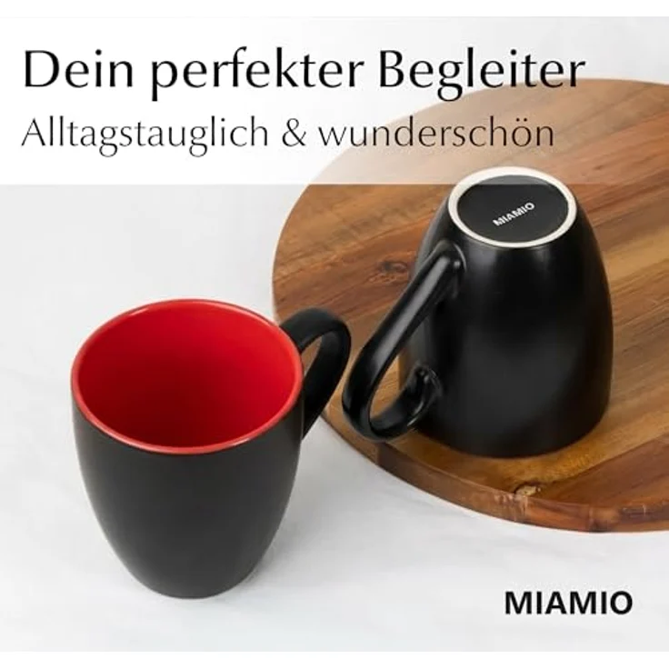 MiaMio Tasse MIAMIO - 6 x 350 ml Kaffeetassen Set Außen Schwarz Innen Farbig – Bild 9
