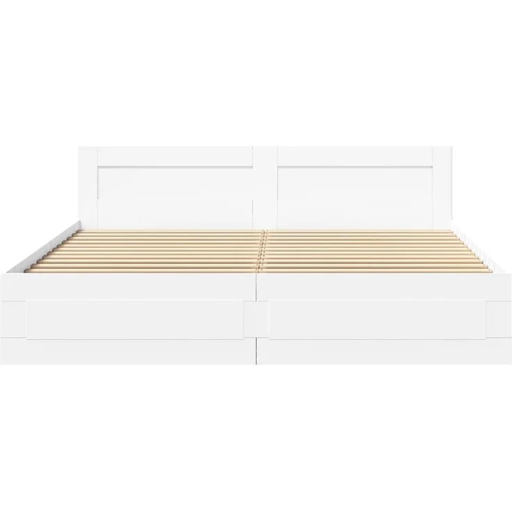 vidaXL Bettgestell mit Kopfteil ohne Matratze Weiß 180x200 cm 3295541 – Bild 5