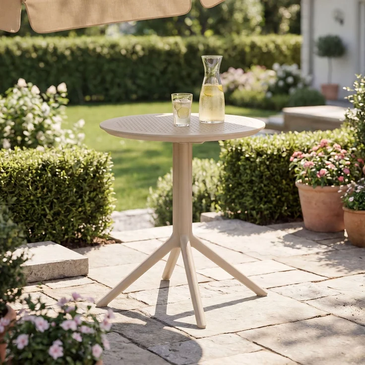 CLP Klapptisch wetterfest Sky klappbarer Gartentisch für den Außenbereich,Farbe:taupe;Form:rund – Bild 3