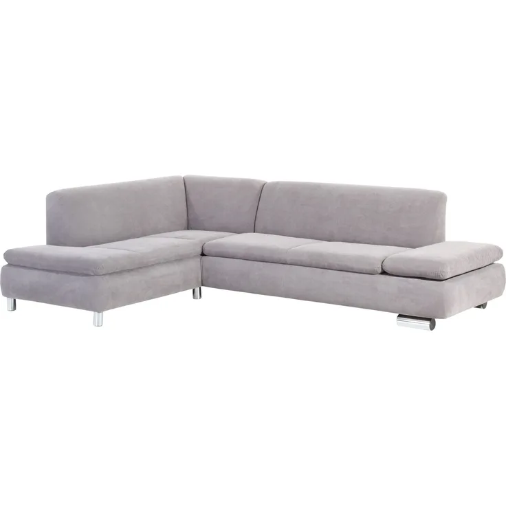 Ecksofa mit Ottomane links Kaye Bezug Veloursstoff Metallfuß verchromt / silber 23111