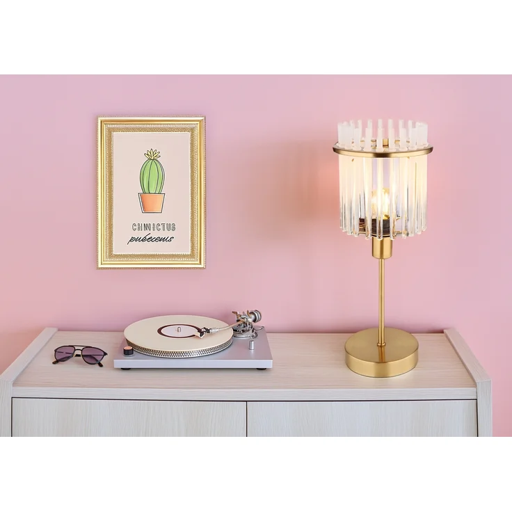 Tischleuchte, Metall, Gold, Glasstäbe, E14, H 37,5 cm – Bild 6