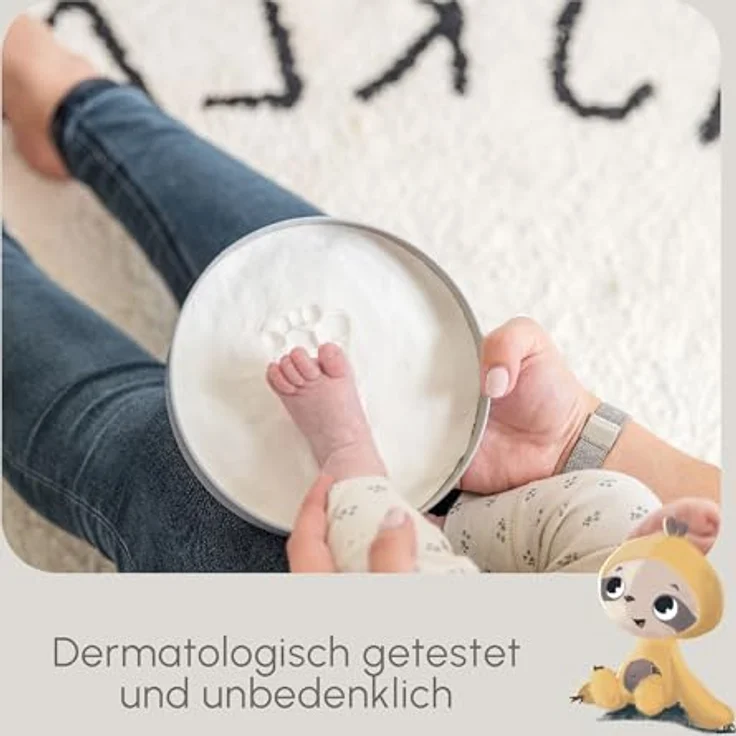 Tiny Love Magic Box Rund, Erinnerungsbox Baby, Gipsabdruck Baby Hand und Fuß, Andenken Jungs/Mädchen, Dermatol. getestet, Clay Komplettset, Geschenk Neugeborene, Babyzimmer Deko, Tiny Creations – Bild 3