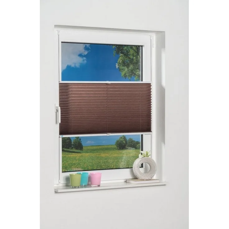 K-home Klemmfix-Plissee Palma 100x210 cm (B x L) Mokka Lichtschutz +++ Moderne Crushed Optik +++