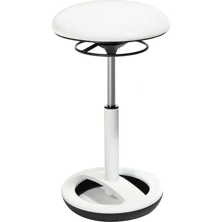 Topstar SU53BR3 Sitness High Bob, Stehhilfe, Fitnesshocker, Arbeitshocker, Sitzhöhe: 49 - 70cm, Standfußring Alu weiß lackiert, Stoffbezug, weiß, 36. 5x36. 5x70 cm