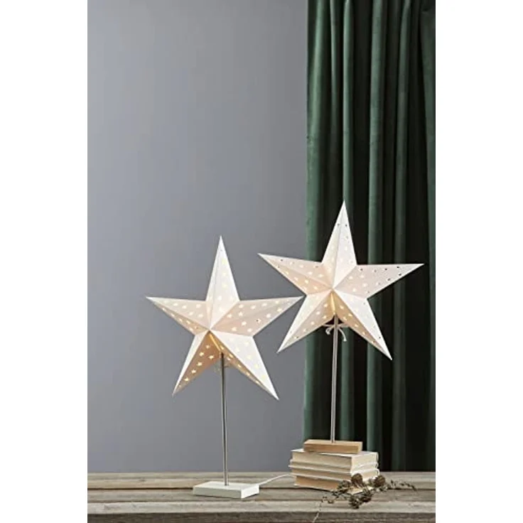 Stern-Tischleuchte "Leo", Holzfuß, E14, 65 cm – Bild 3