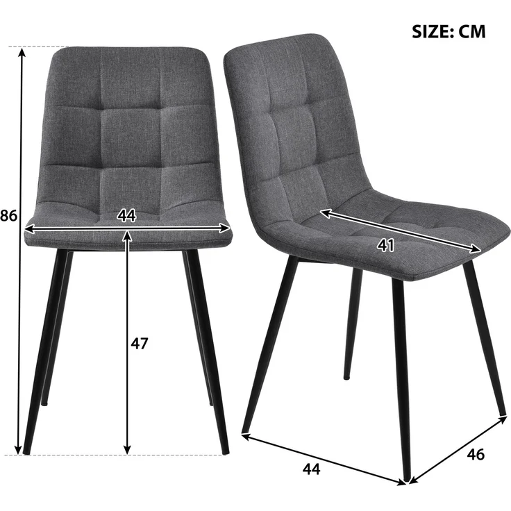 Merax Essgruppe, (Set, 5-tlg, Tisch mit 4 Stühlen), Esstisch und 4 Esszimmerstuhl Set Polsterstühle Küchetisch Marmoroptik, Leinen, Grau – Bild 4