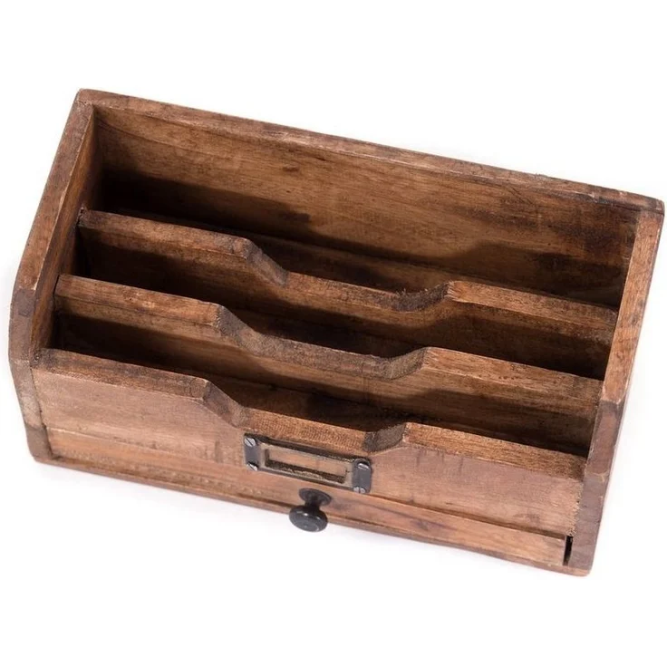 DESIGN DELIGHTS Aufbewahrungsbox BRIEFABLAGE "JUNA", Altholz massiv Holz, 25 cm, Holz Briefsammler – Bild 3