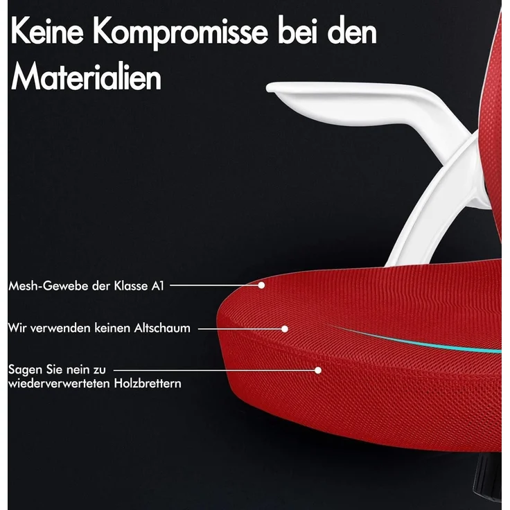ALFORDSON Bürostuhl mit Kopfstütze Lordosenstütze Drehstuhl Heimbüro Rot – Bild 4