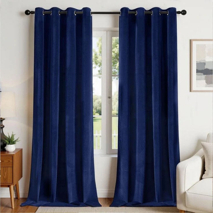 Joydeco Samtvorhänge, 213 cm lang, luxuriöser Verdunkelungsvorhang mit Ösen, 2 Paneele, wärmeisoliert, Privatsphäre, Raumverdunkelung, Fenstervorhänge für Schlafzimmer, Wohnzimmer, Heimkino, 132 x 213