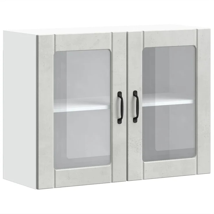 vidaXL Küchen-Hängeschrank mit Glastür Lucca Betongrau Holzwerkstoff 853851 – Bild 1